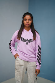 Men’s Full Sleeve BIRD Printed Hoodie | Oversized Winter Hoodie for Men - Purple